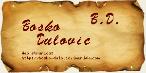 Boško Dulović vizit kartica